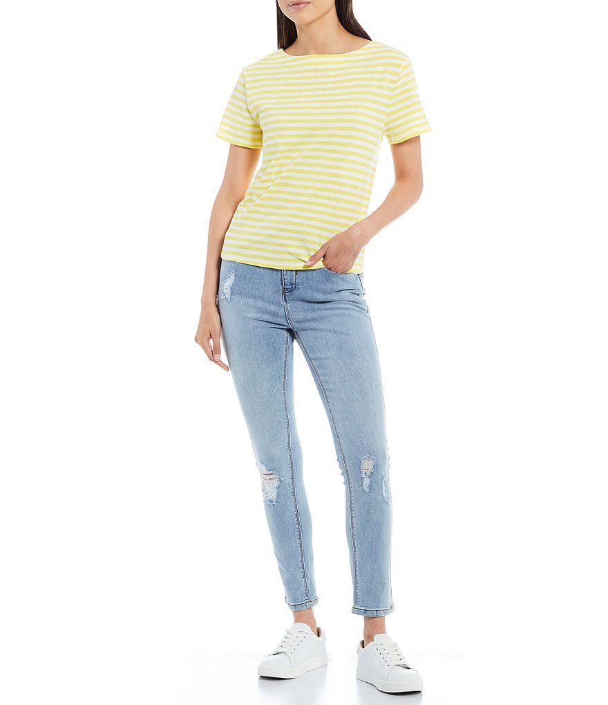 A Loves A Bateau Neck Short Sleeve Stripe Tee