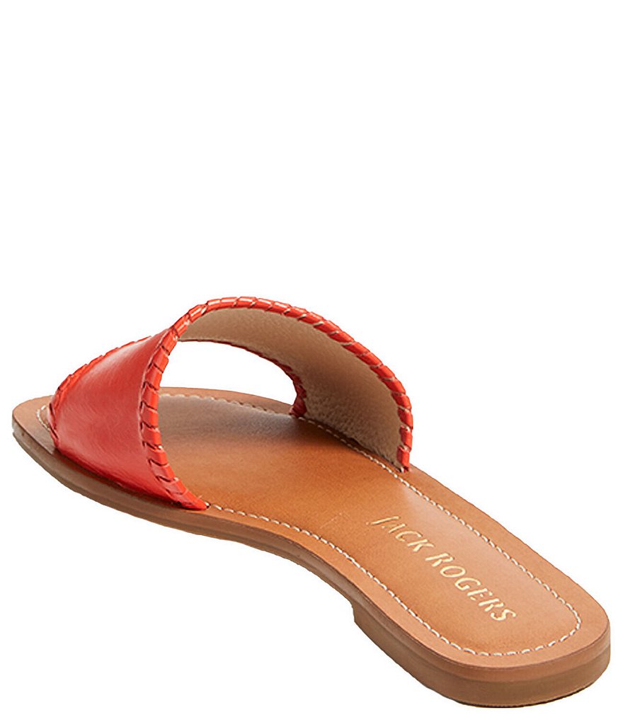 Jack Rogers Sofia Leather Whipstitch Detail Slides