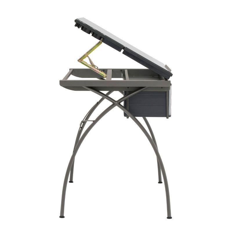 SD Studio Designs Futura 38013 Metal and Glass Hobby Desk, Pewter / Clear Glass