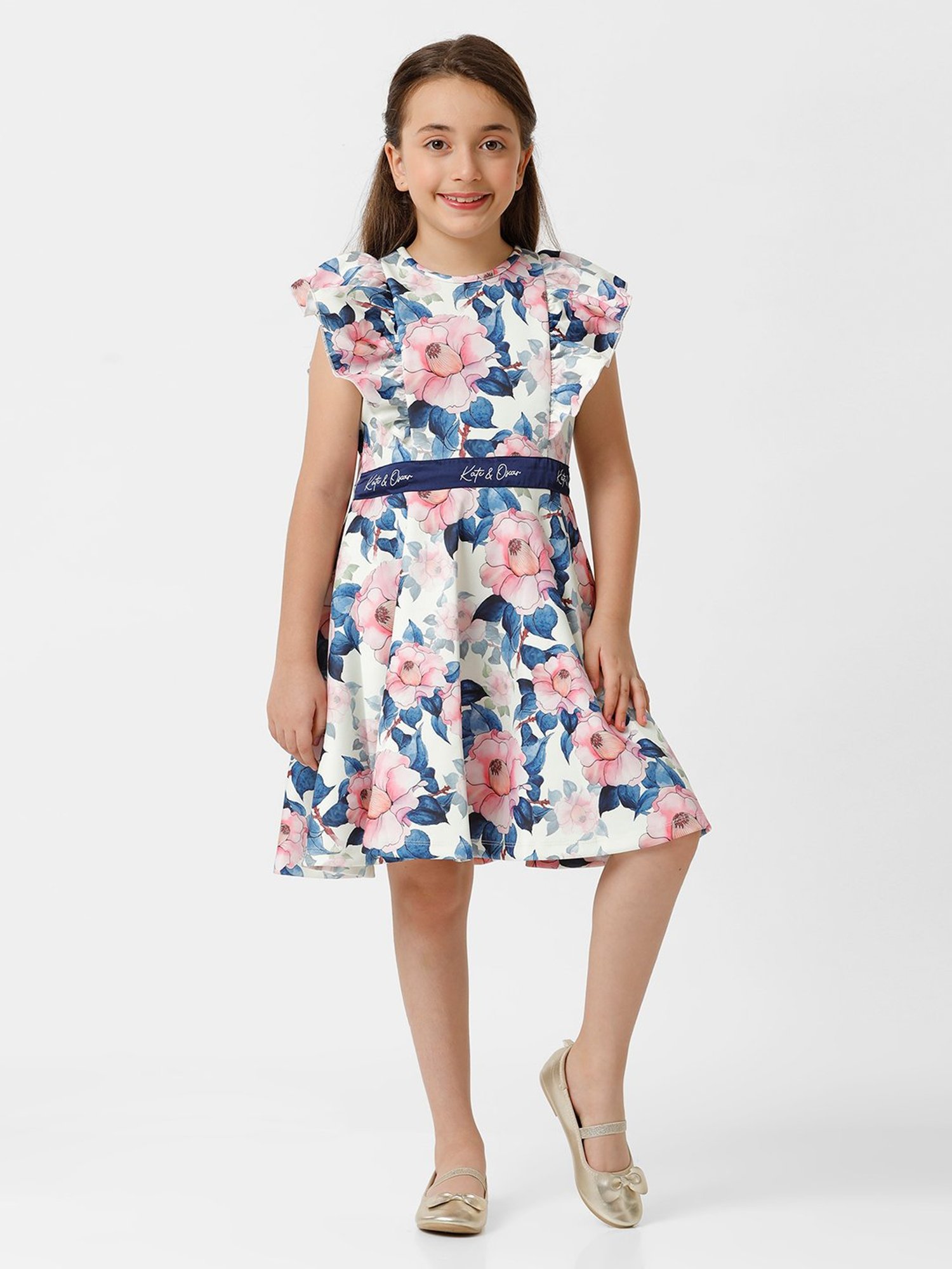 Kate & Oscar Kids Multicolor Floral Print Dress