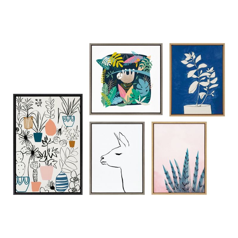 24" x 24" Sylvie Sloth Illo Framed Canvas Wall Art by Teju Reval Gray - Kate and Laurel