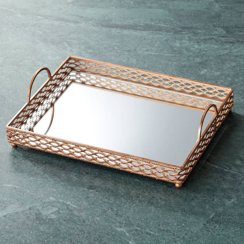 Dahlia Studios Magot 16" Wide Antique Gold Mirrored Tray