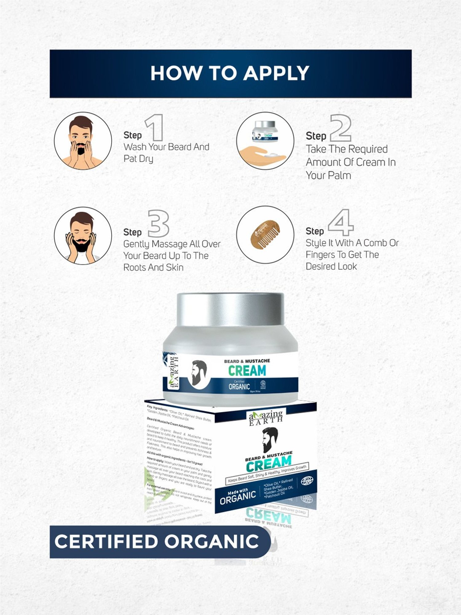 Amazing Earth Beard And Mustache Cream - 100 gm