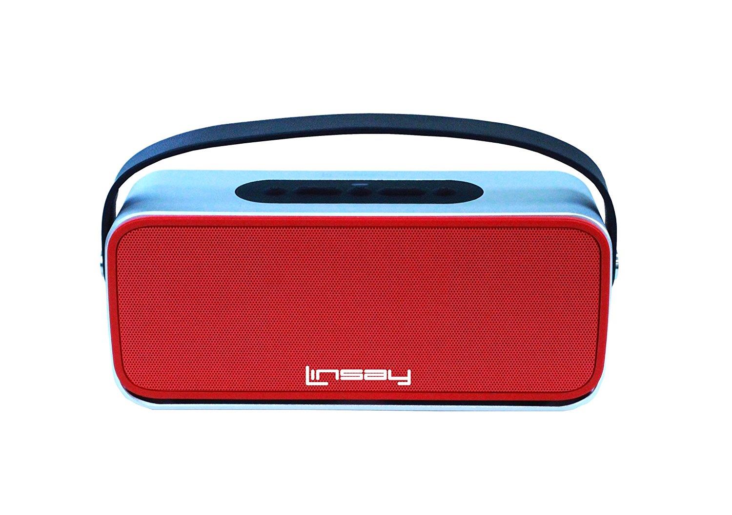LINSAY SLH-100R &reg; New High end Portable Wireless Bluetooth Speaker with Microphone Rechargeable Red