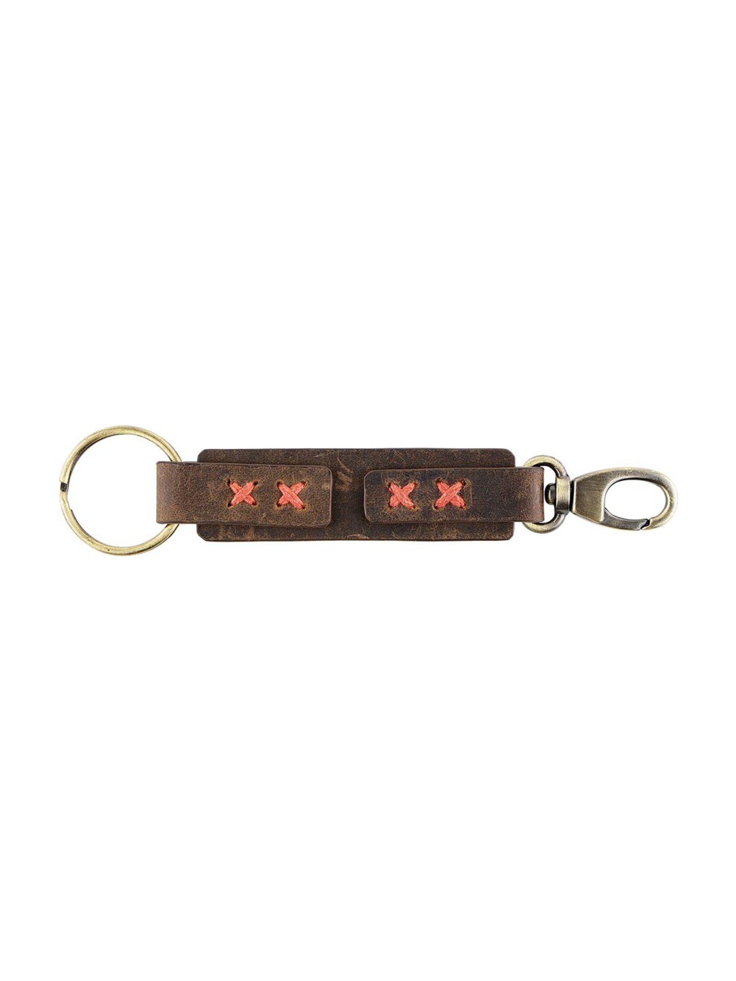 SASSORA Sliver Leather Keychain Key Ring Holders Anniversary Gift, Birthday Gift - Pack of 2