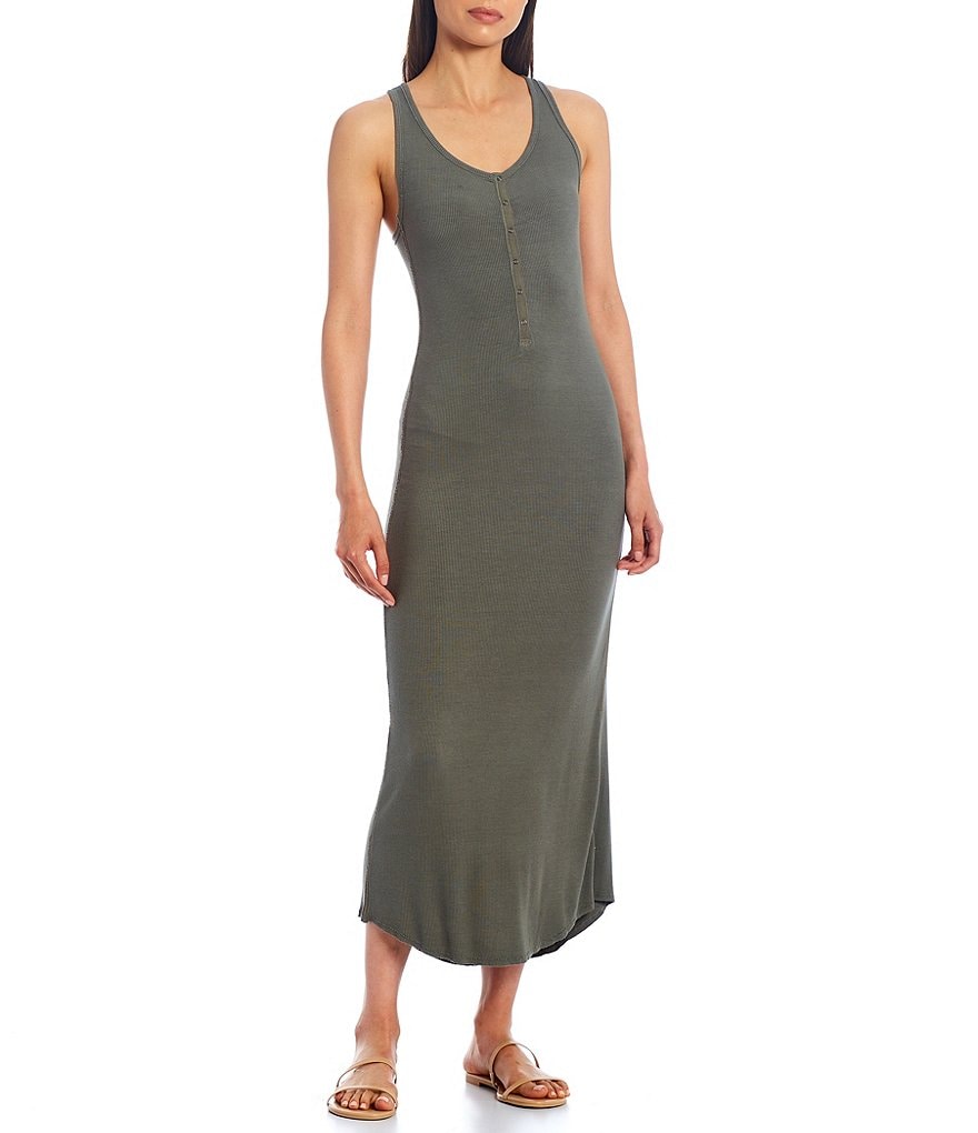 Anne Klein Sport Carlita Jewel Neck Sleeveless Midi Shift Tank Dress