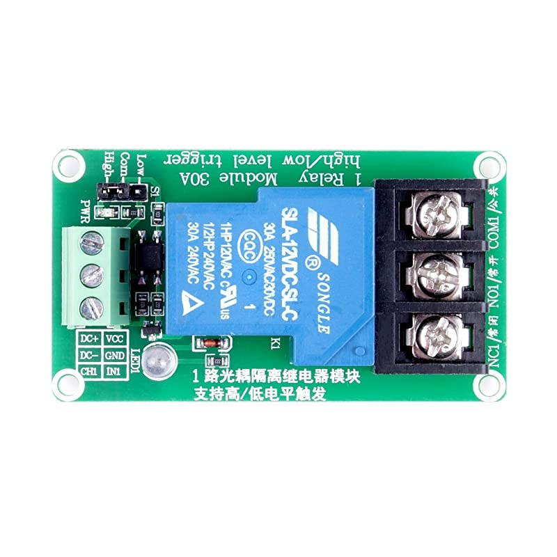 8-Channel Relay Module High Low Level Triggering Optocoupler Isolation Load 30A DC 30V AC 250V for PLC Automation Control, Industrial System Control, Arduino (12V, 8-Channel)