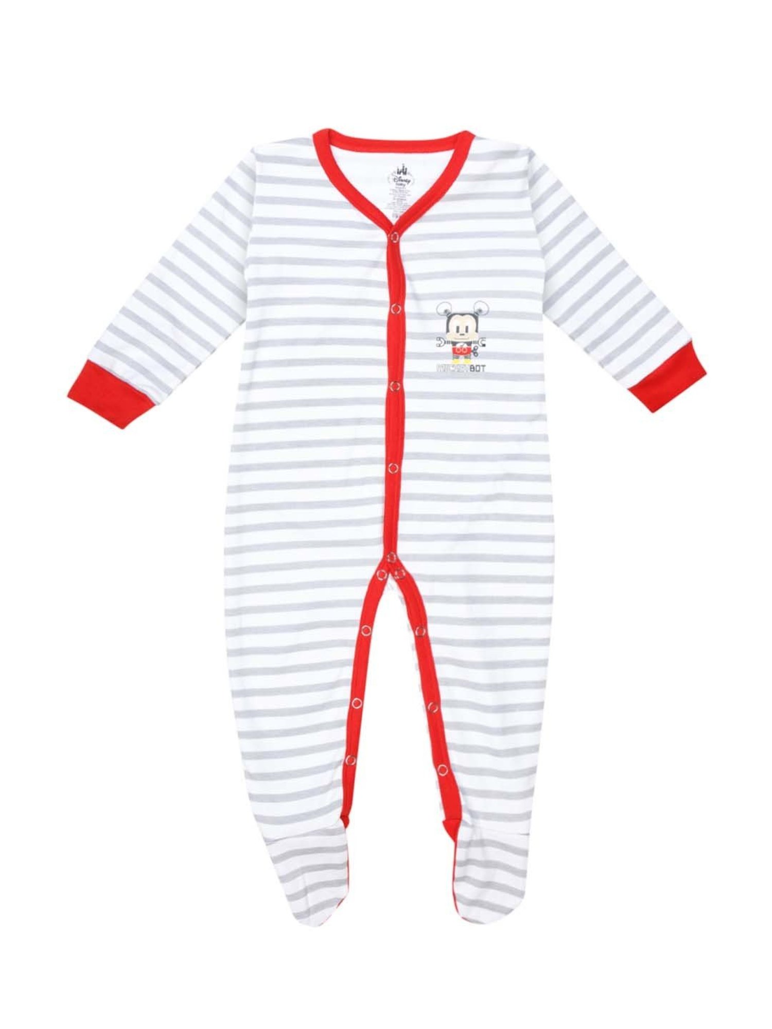 Ed-a-Mamma Baby Pink & White Printed Bodysuit (Pack Of 2)