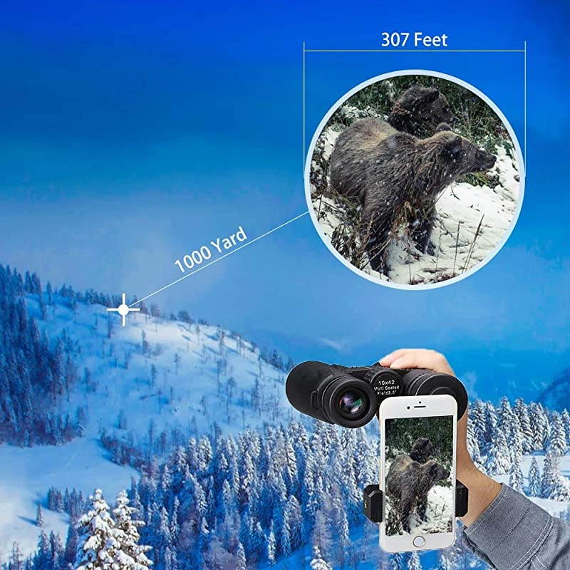 Professional Binoculars for Bird Watching with Clear Weak Light Night VisionEasy to Focus Compact Adults Binoculars for Birding Hunting and Travel with Phone Adapter and Bag