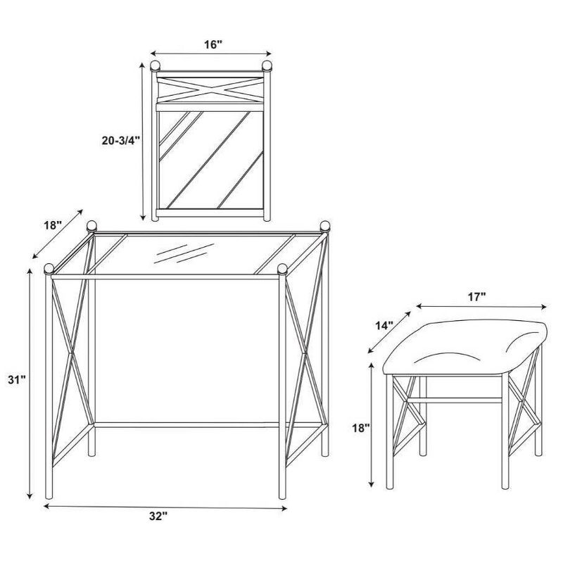 Marnie Vanity Set Pewter - Linon
