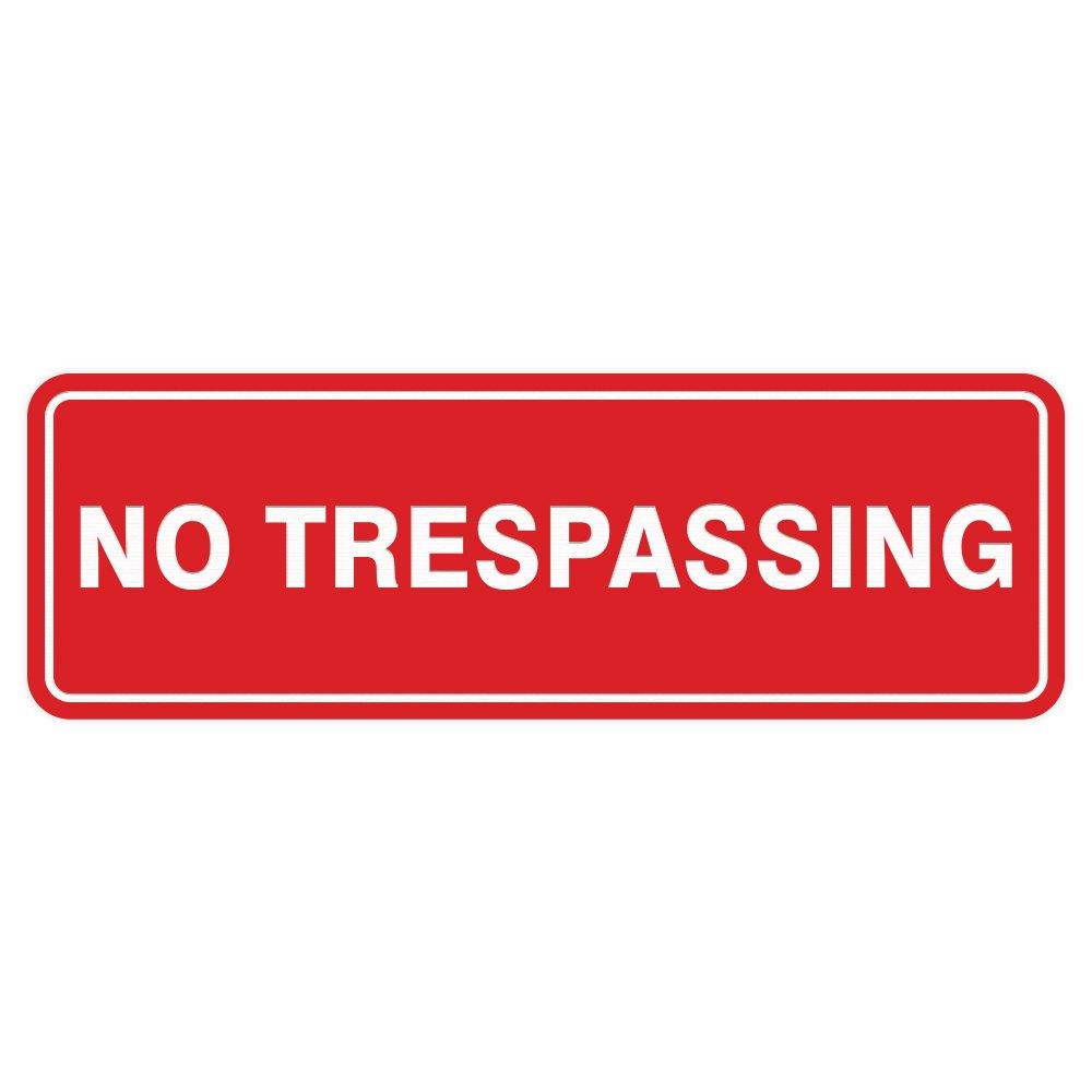 Standard NO TRESPASSING Door/Wall Sign -Red - Small