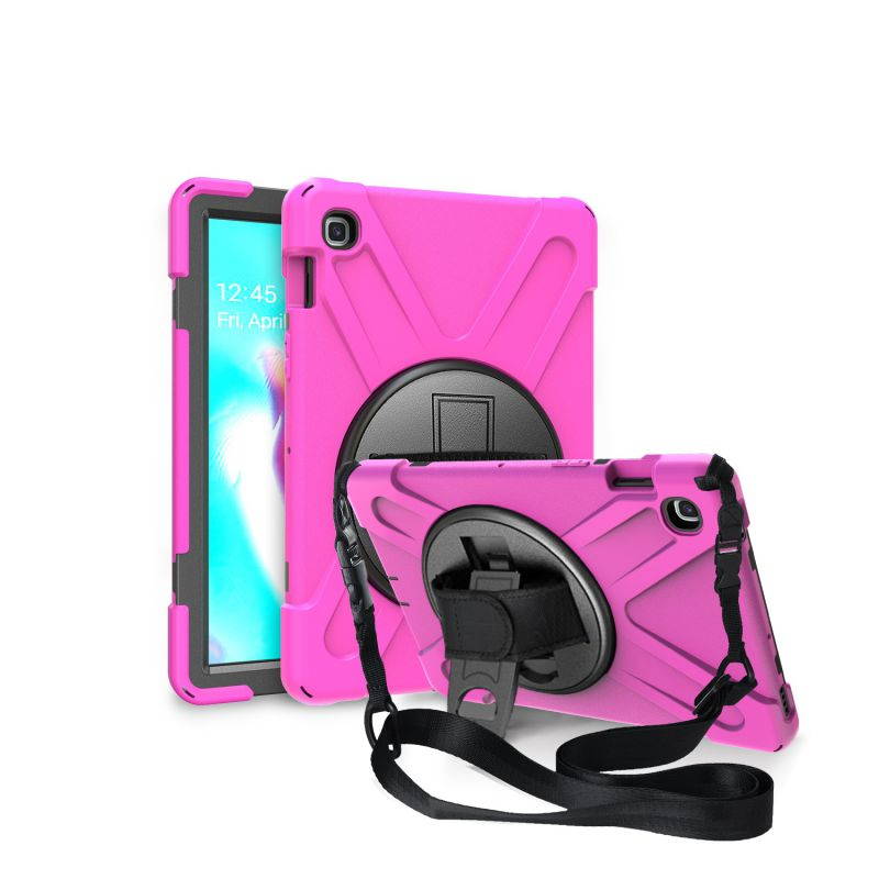 Galaxy Tab A 10.1 Case, Fits 2019 T510/T515 Shockproof Heavy Duty Shield Case Kickstand, Shoulder Strap Sling, Hand/Palm Strap For Samsung Galaxy Tab A 10.1 (2019) SM-T510 / SM-T515 (Red)