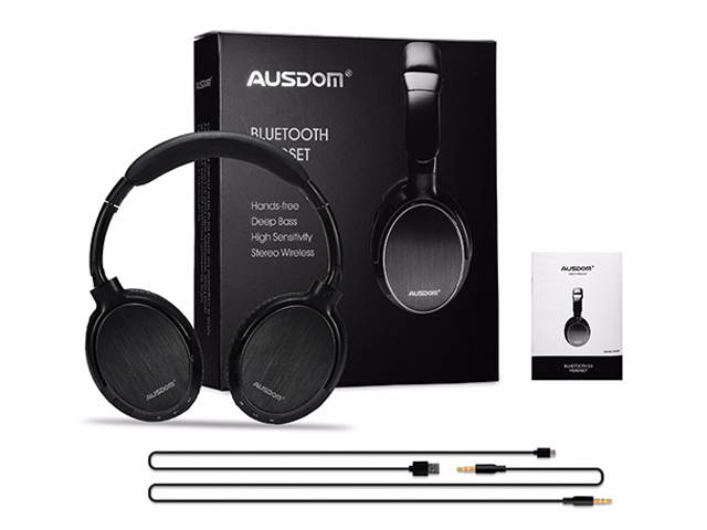 Ausdom M06 Lightweight Stereo Wired Wireless Bluetooth EDR Over Ear Headphones Deep Bass with Built-in Mic for Music Streaming Hands-free Calling Headset