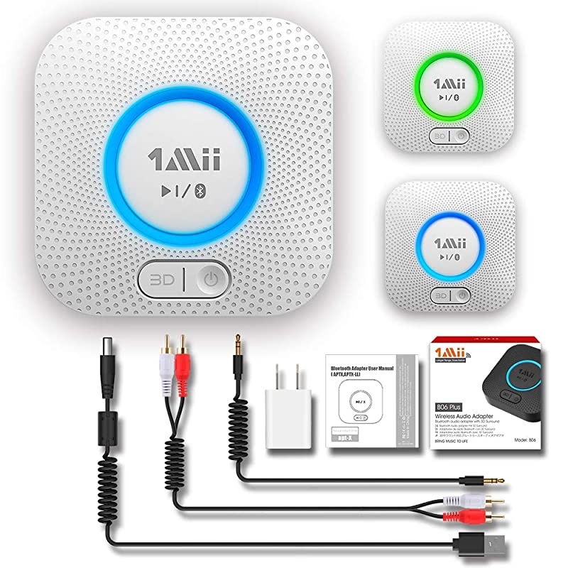 B06 Plus Bluetooth Receiver, HiFi Wireless Audio Adapter, Bluetooth Receiver with 3D Surround Low Latency for Home Music Streaming Stereo System (White)