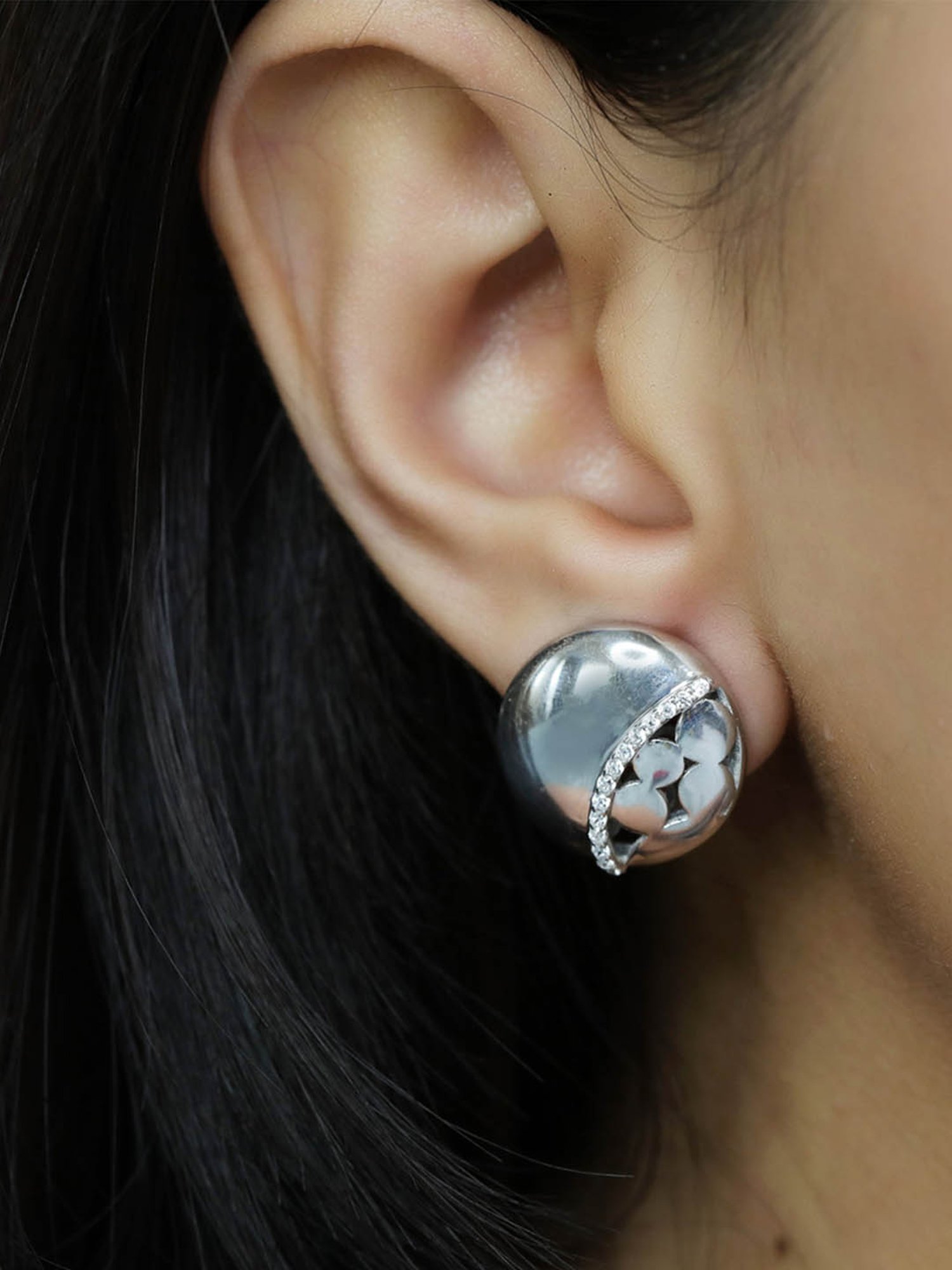 925 Silver AAA Grade American Diamond Designer Stud Earrings for Women & Girls