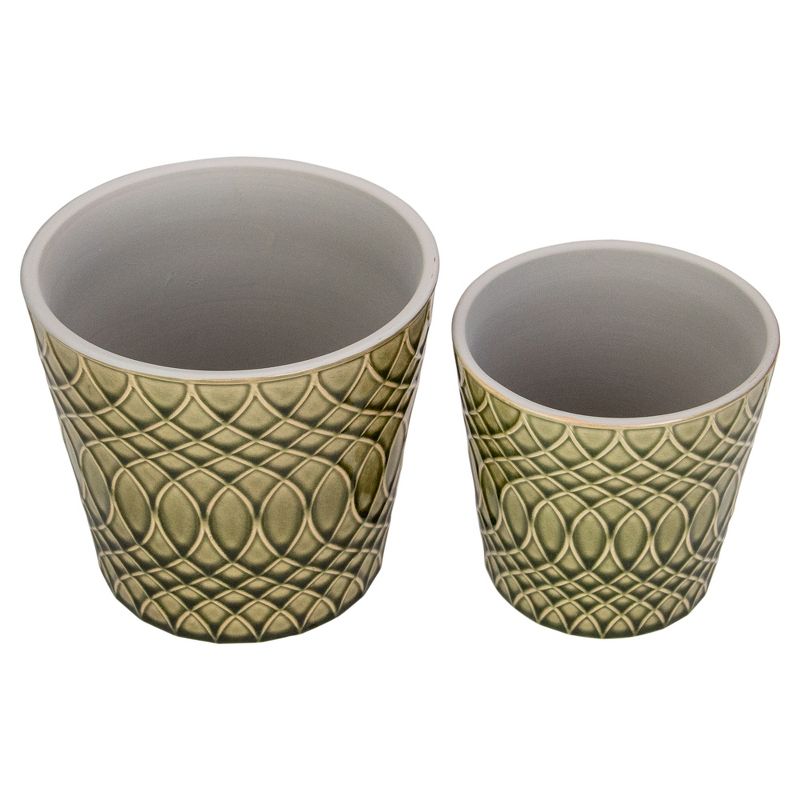 Napa Home & Garden Set of 2 Green Geometric Patterned Planters 6.5"