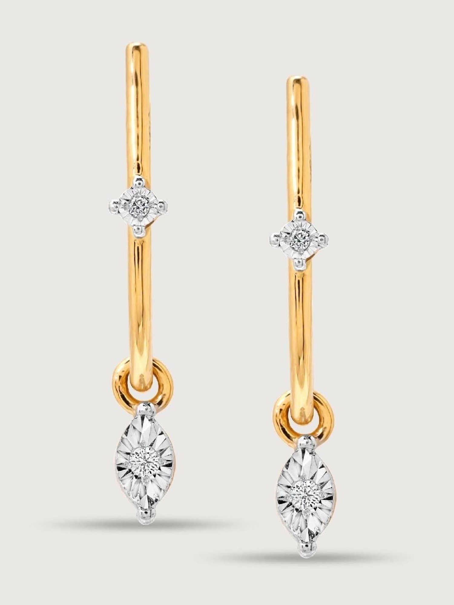 Mia by Tanishq Dazzling Descent 18k Yellow Gold & Diamond Hoop Earrings