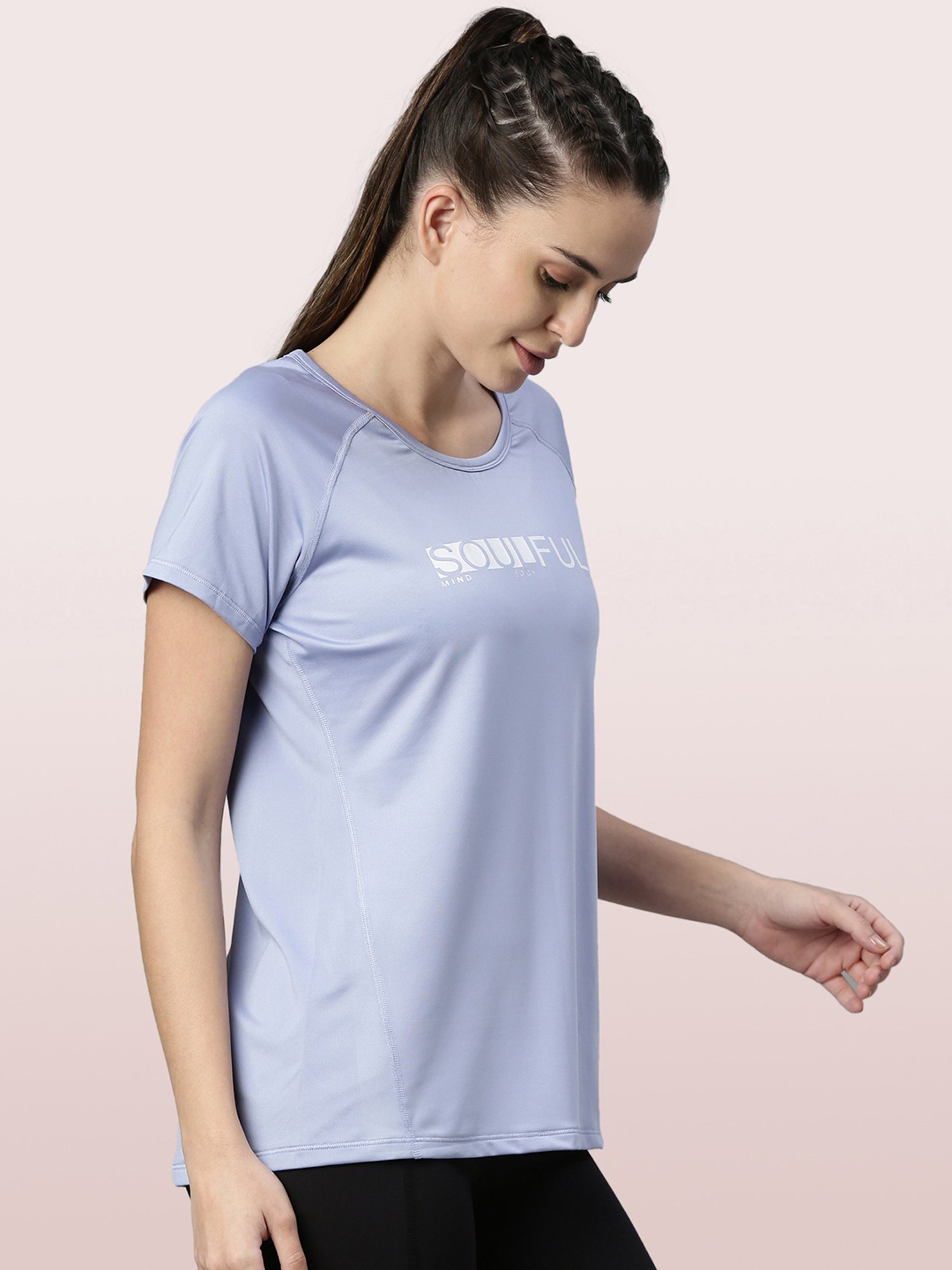 Enamor Blue Printed Crew T-Shirt