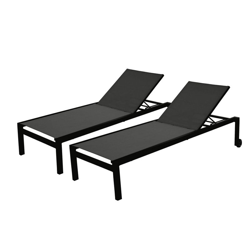 2pc Patio Chaise Lounges - Black - Infinity