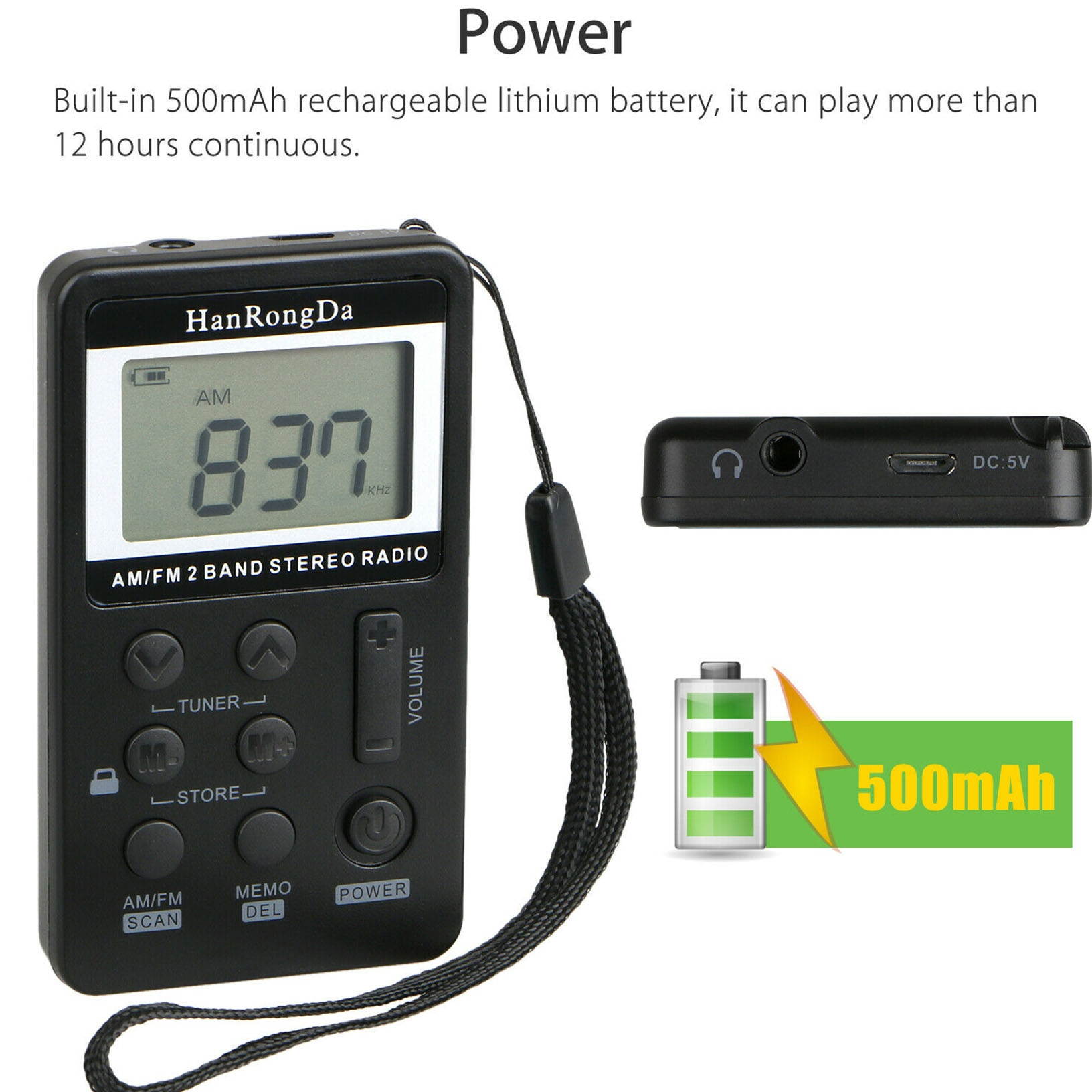 Mini Digital Portable Pocket LCD AM FM Radio 2 Band Stereo Receiver Headphone