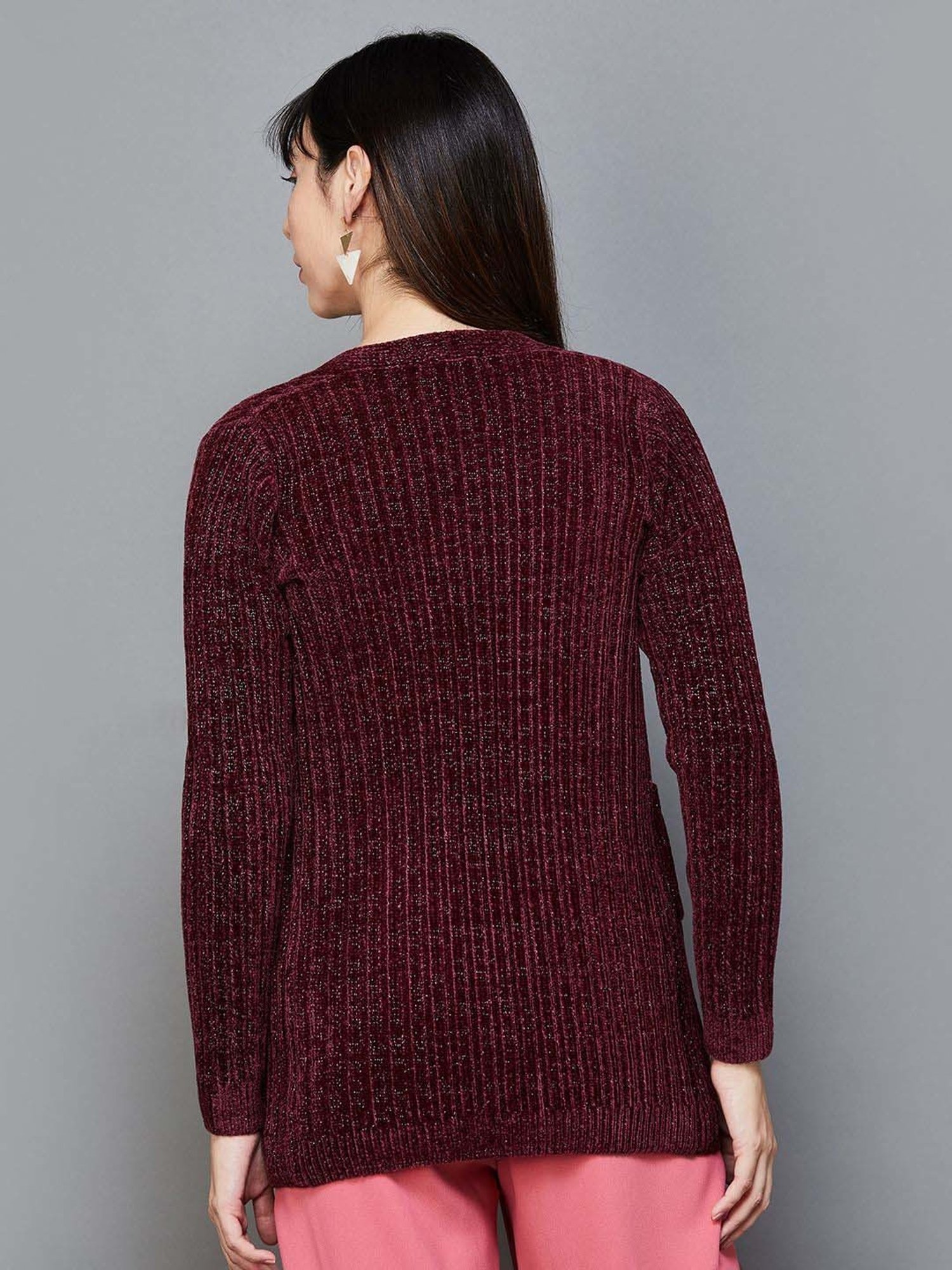 Code by Lifestyle Wine Embellished Shrug