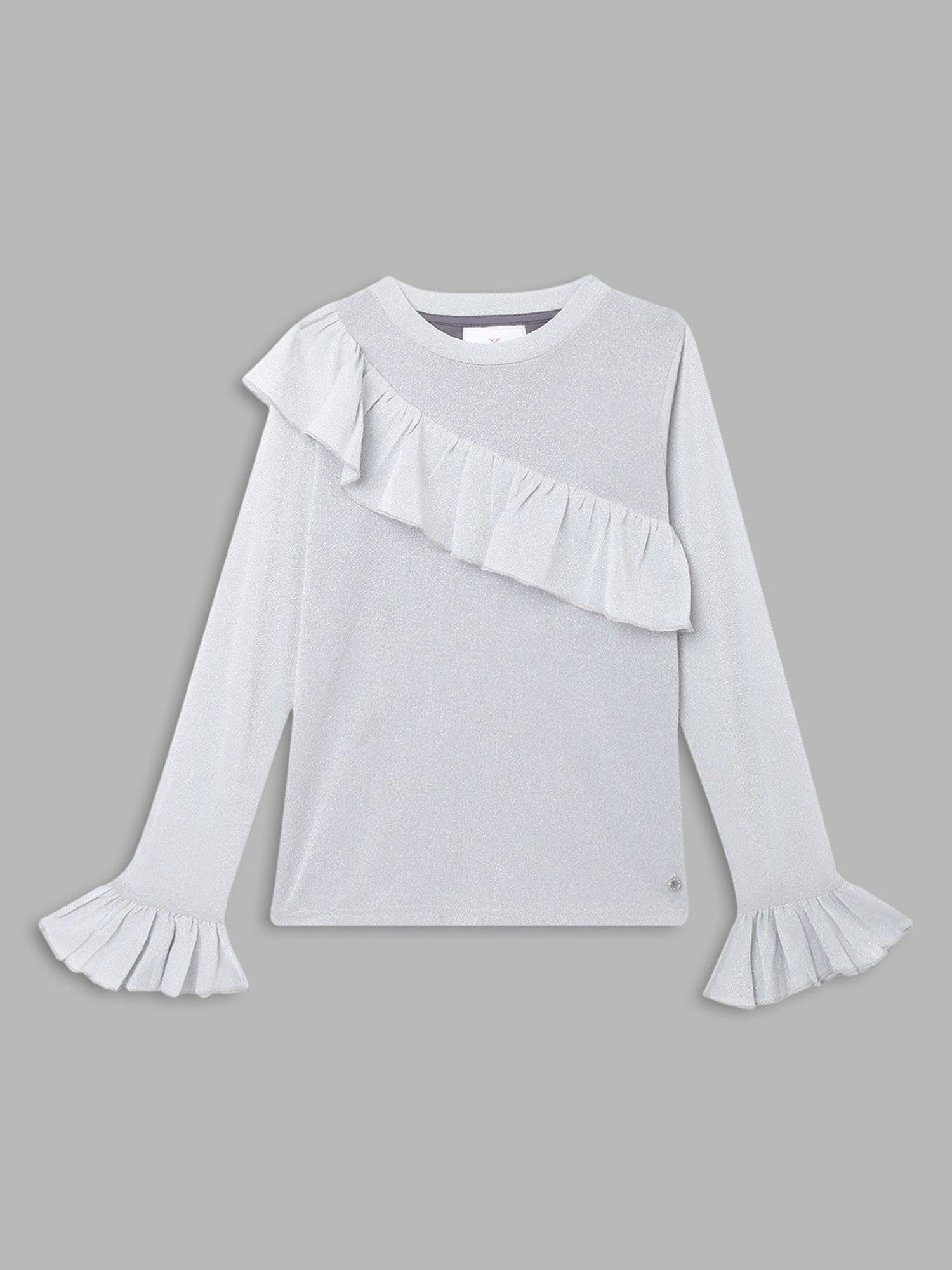 Elle Kids Grey Straight Fit Full Sleeves Top