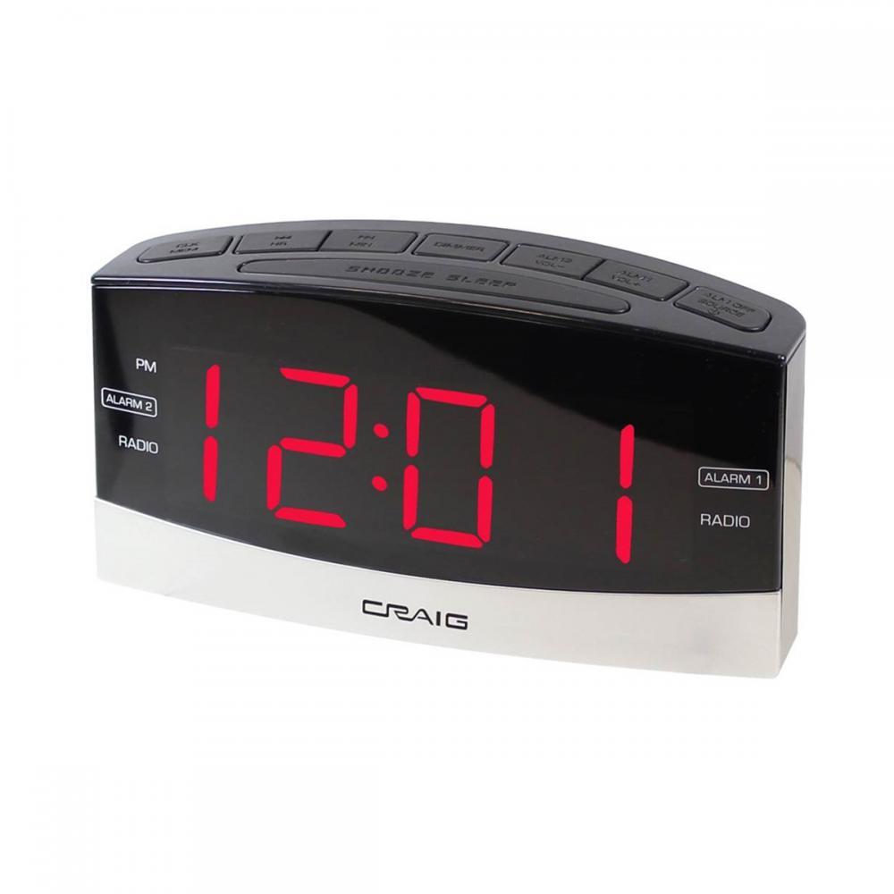 Craig Electronics Dual Alarm Clock Radio with Bluetooth & 1.8" LED Display CR41806BT