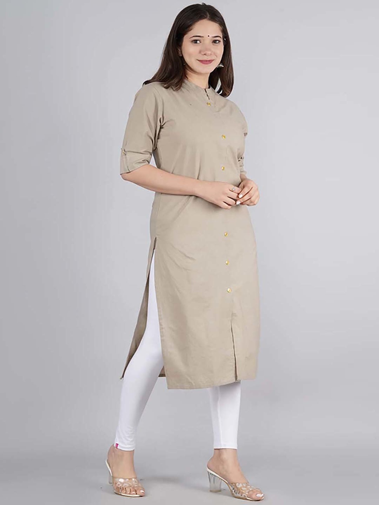 Kipek Cream Cotton Straight Kurta