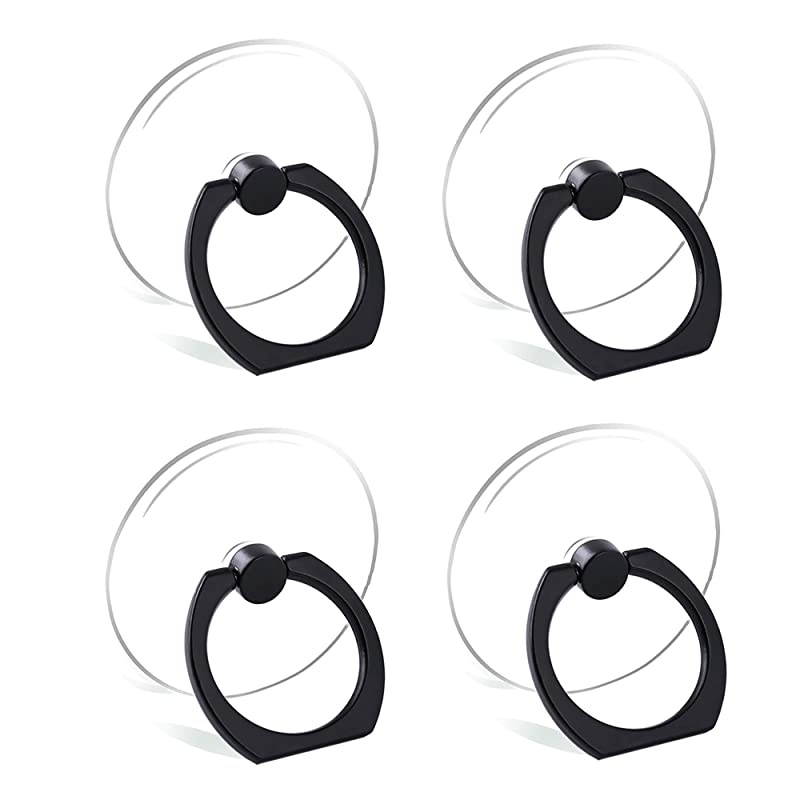 Phone Ring Holder Stand Transparent Finger Grip Loop 360 Degree Rotation Finger Ring Stand 4 x Black Round