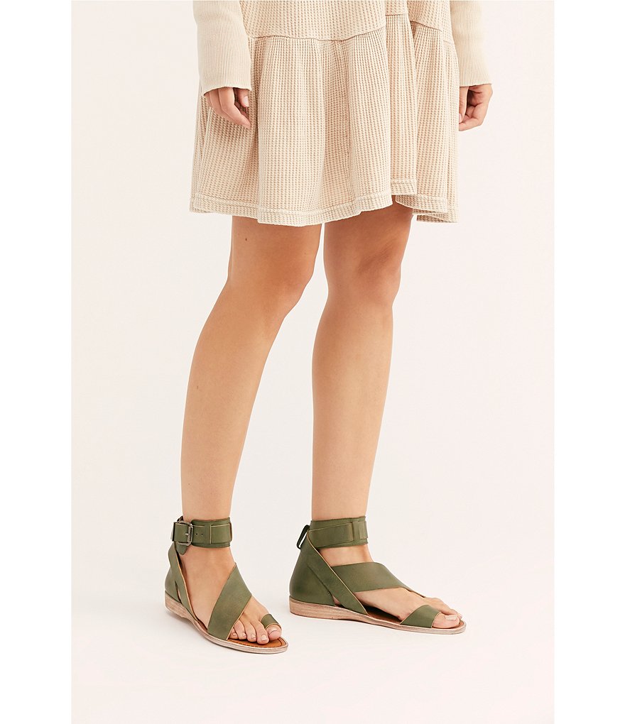 Free People Vale Leather Asymmetrical Toe Loop Ankle Strap Sandals