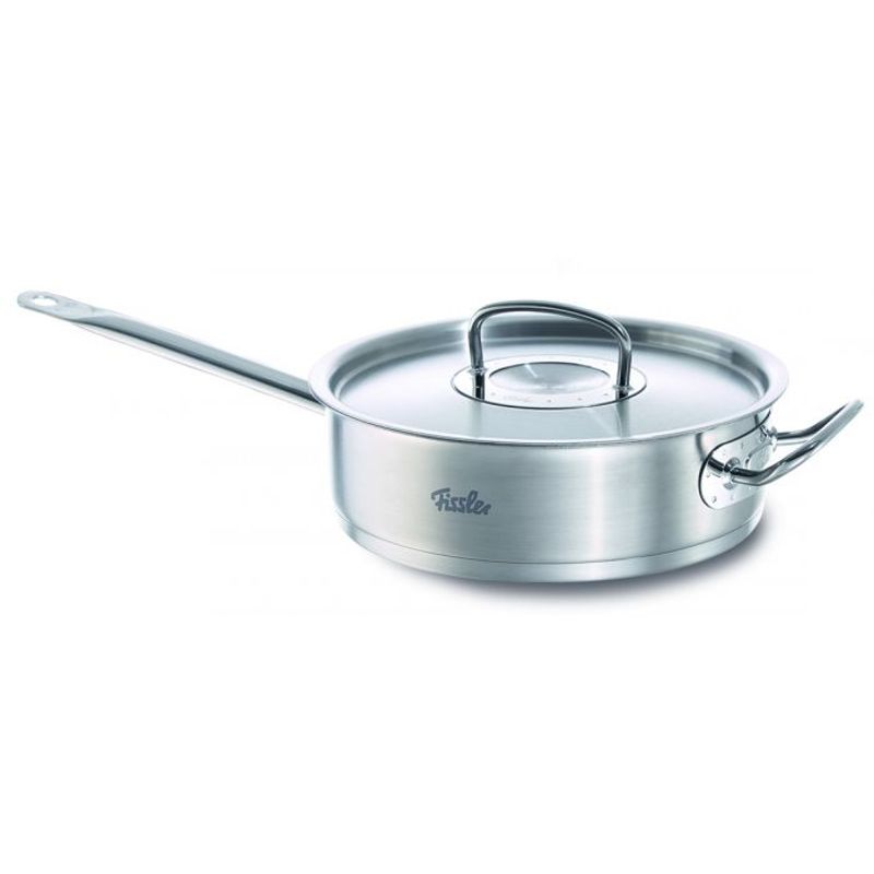 Fissler Original Profi 18/10 Stainless Steel 3.2 Quart Saute Pan with Lid, Stick, and Helper Handles