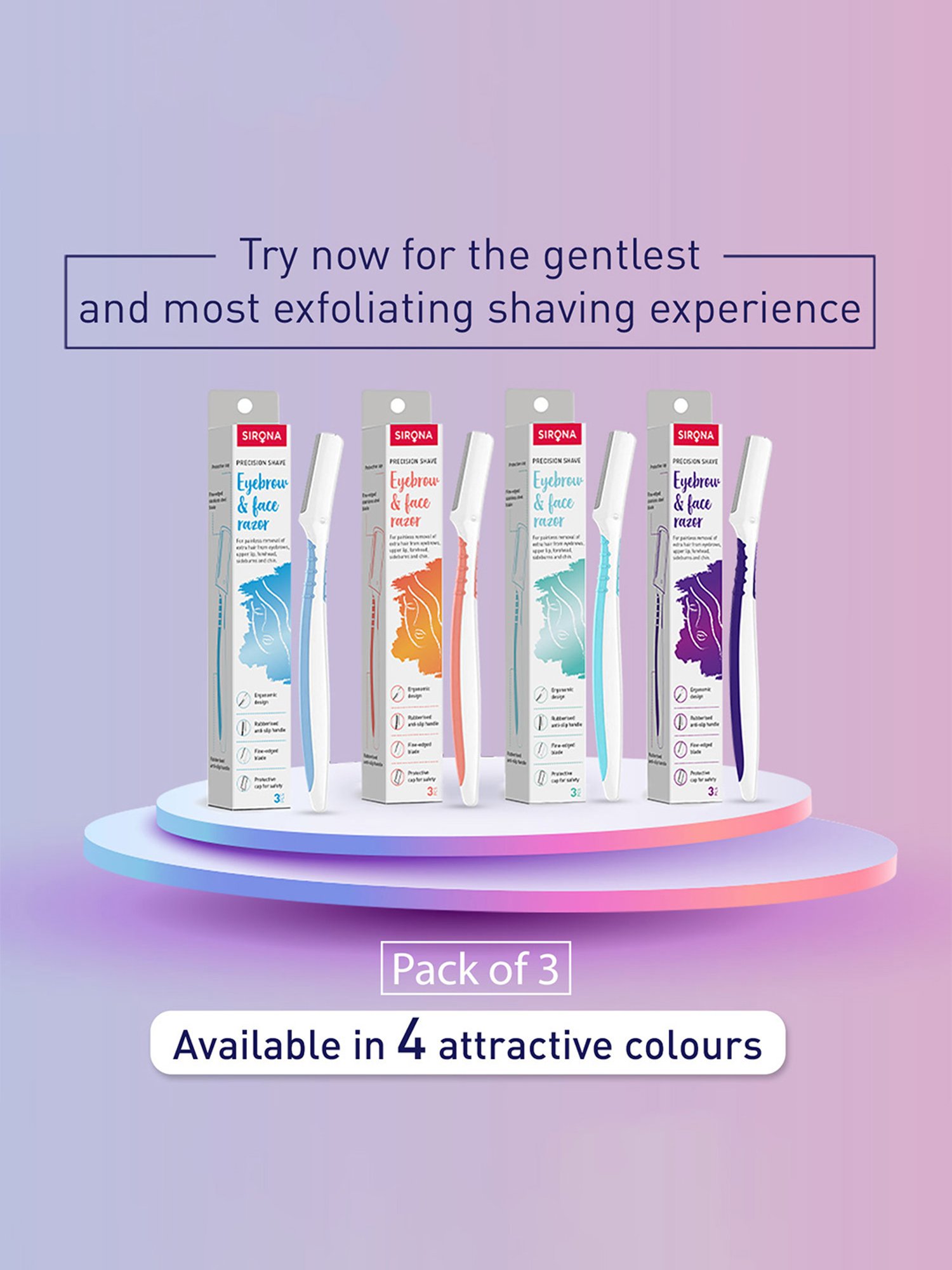 FEATHER Flamingo Eyebrow, Face, Nape Razor - 3 Piece - 150 gm