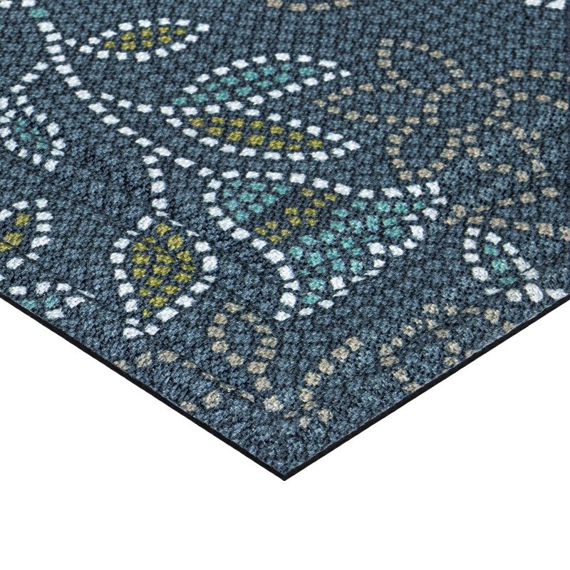 2'x3' Wyndham Weave Bellflower Mosaic Doormat Navy/Green - Apache Mills