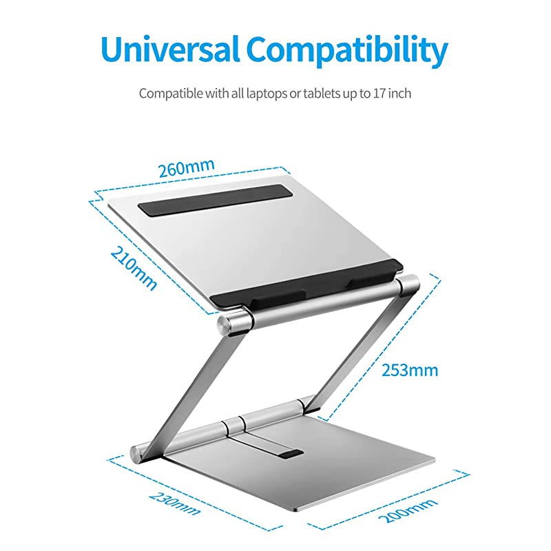 Stand MultiAngle Aluminum Ergonomic Foldable Riser Adjustable Notebook Stand Holder for MacBook ProAir HP Dell Lenovo Samsung Acer Huawei MateBook and Other s up to 17