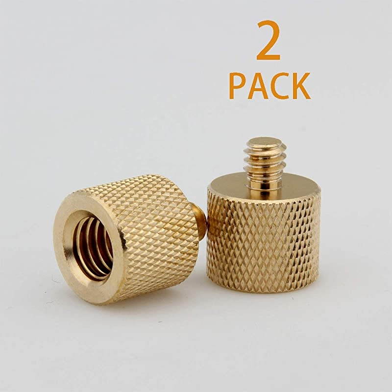 14quot20 External Thread to 38quot 16 Internal Thread Tripod Screw Adapter Tripod Accessory Microphone Stand Camera Screw Adapter 2PiecesBrass
