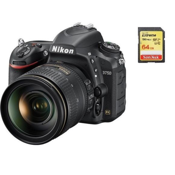 NIKON D750 KIT AF-S 24-120MM F4G ED VR + 64GB SD card
