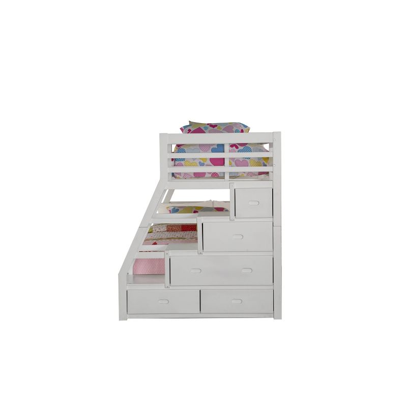 Twin/Full Jason Bunk Bed with Storage/Ladder and Trundle White - Acme Furniture