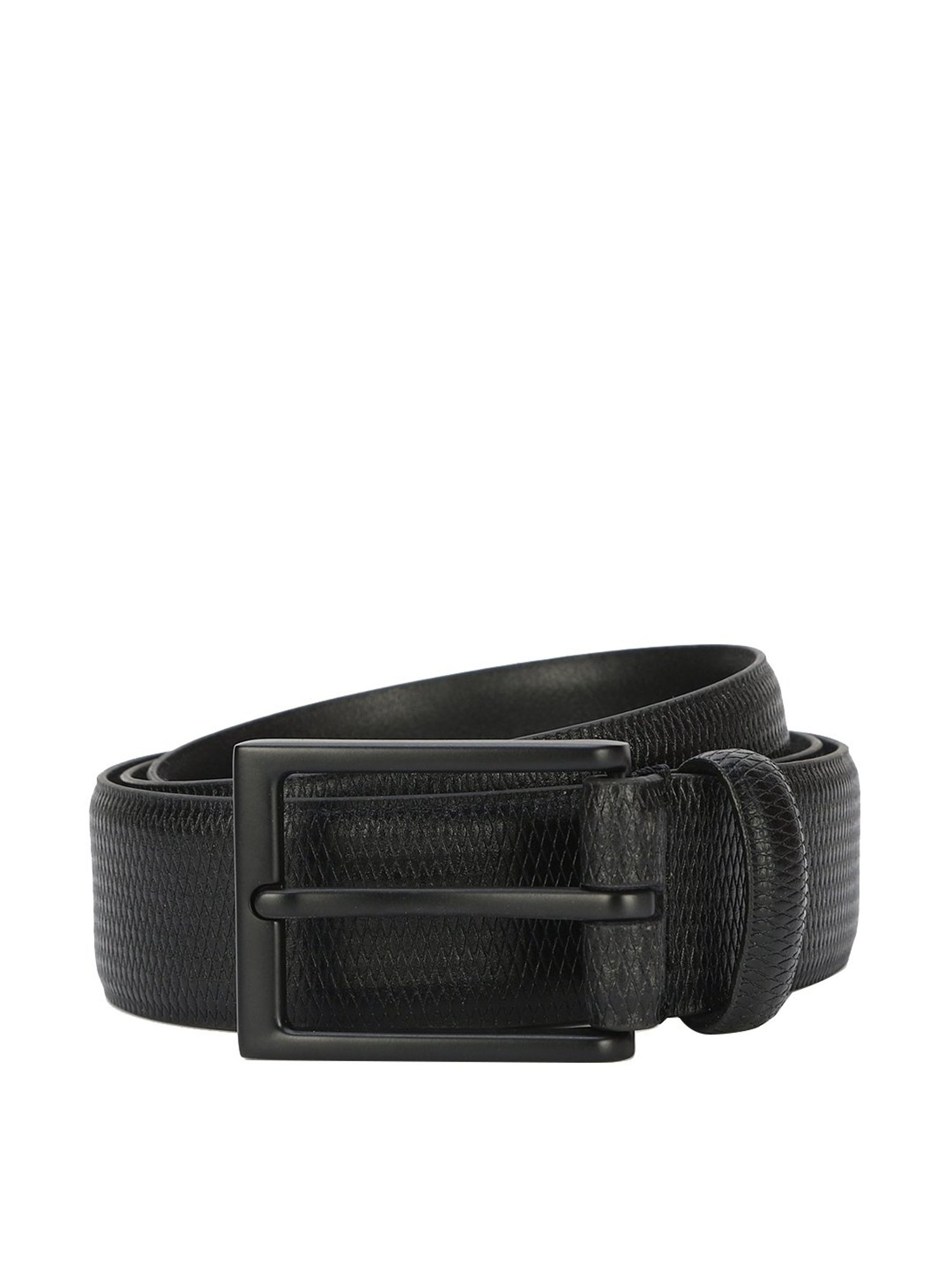 Louis Philippe Black Leather Waist Belt for Men