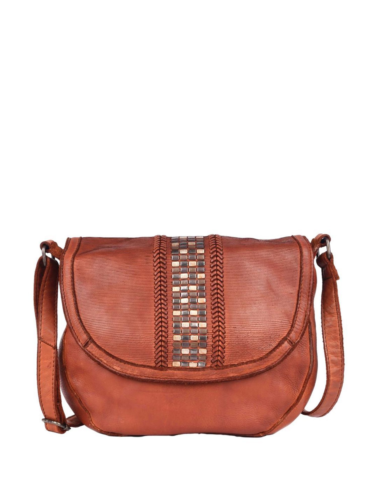 KOMPANERO Estelle Cognac Embellished Medium Sling Handbag