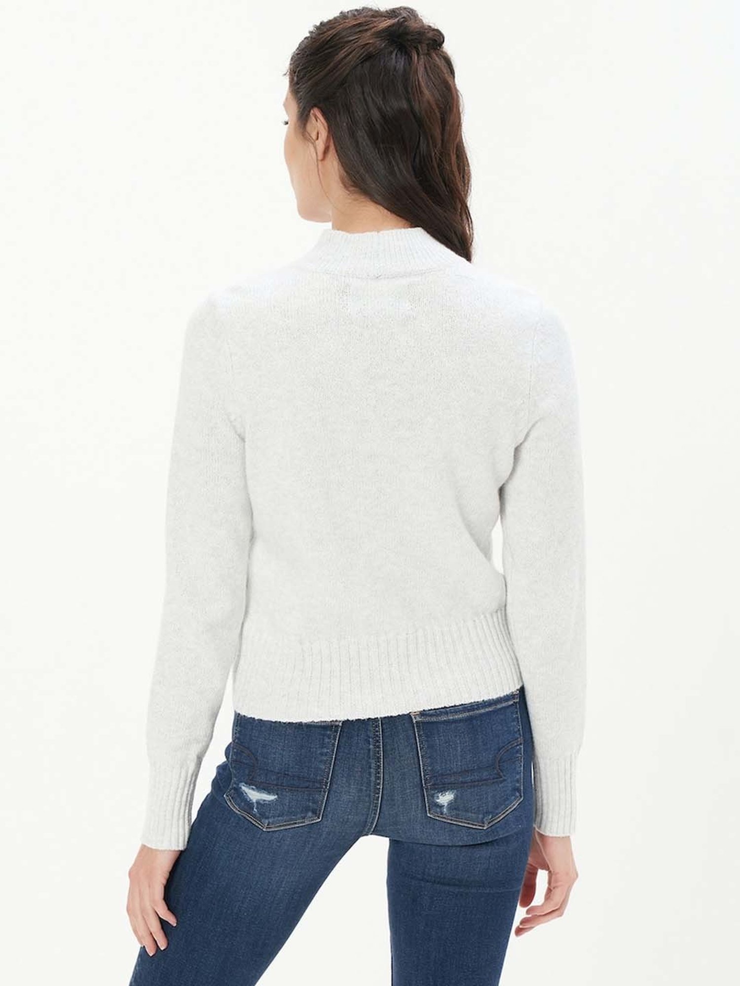 American Eagle Outfitters White Cotton Printed Sweater