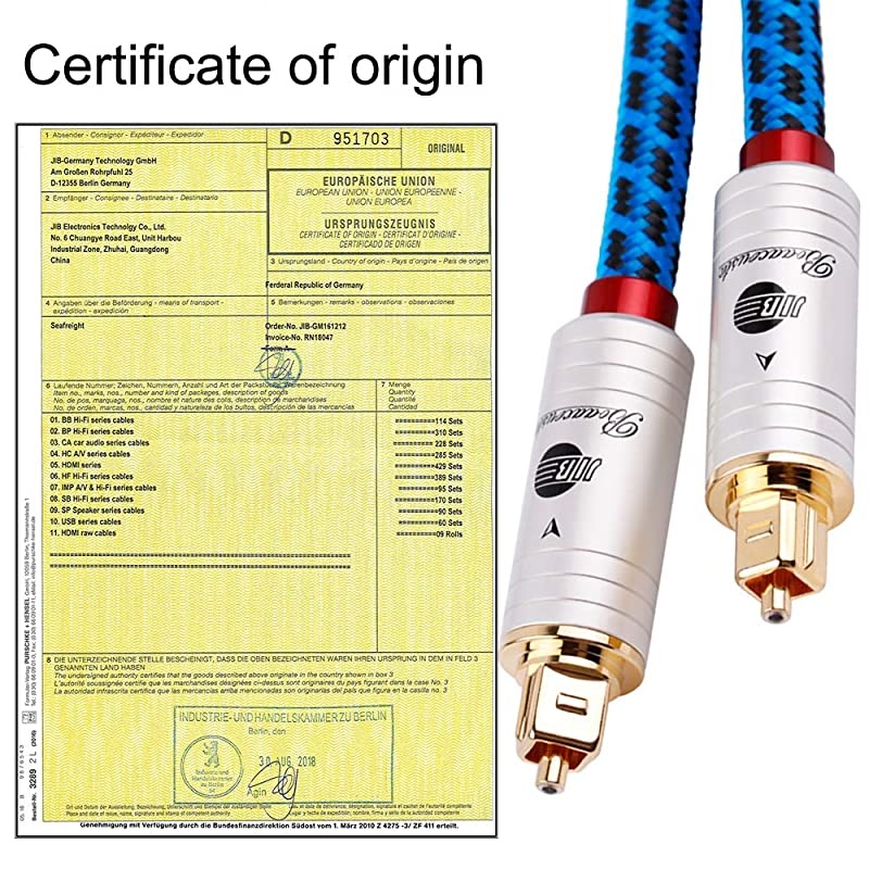 JIB  Blueberry Series 6N OCC RCA to RCA Male to Male High-End HiFi Subwoofer Cable- 4.9ft/1.5M