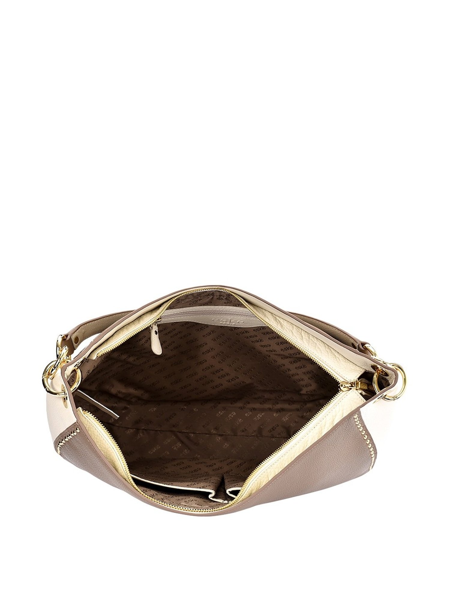 Eske Emma Brown Rivets Medium Hobo Shoulder Handbag