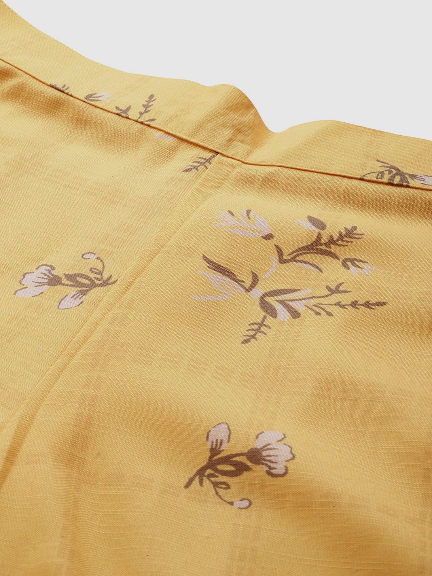 Ziyaa Yellow Floral Print Kaftan Pyjama Set