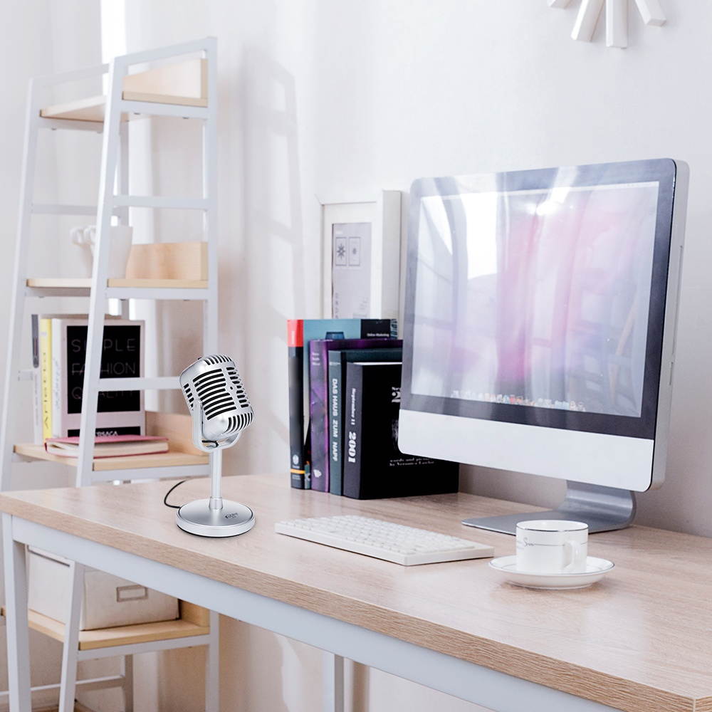 Kubite Wired Microphone Karaoke Classic MIC Old-fashioned Microphone Support Mobile Computer Chat Karaoke Webcast