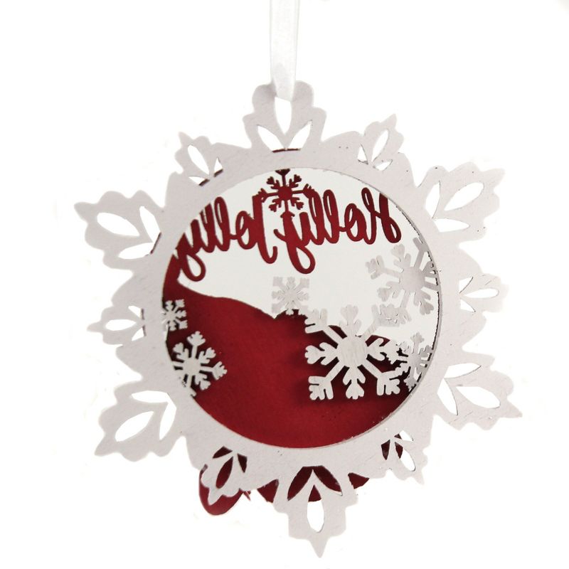 Holiday Ornament 5.5" Holly Jolly Santa Snowflake Christmas  -  Tree Ornaments