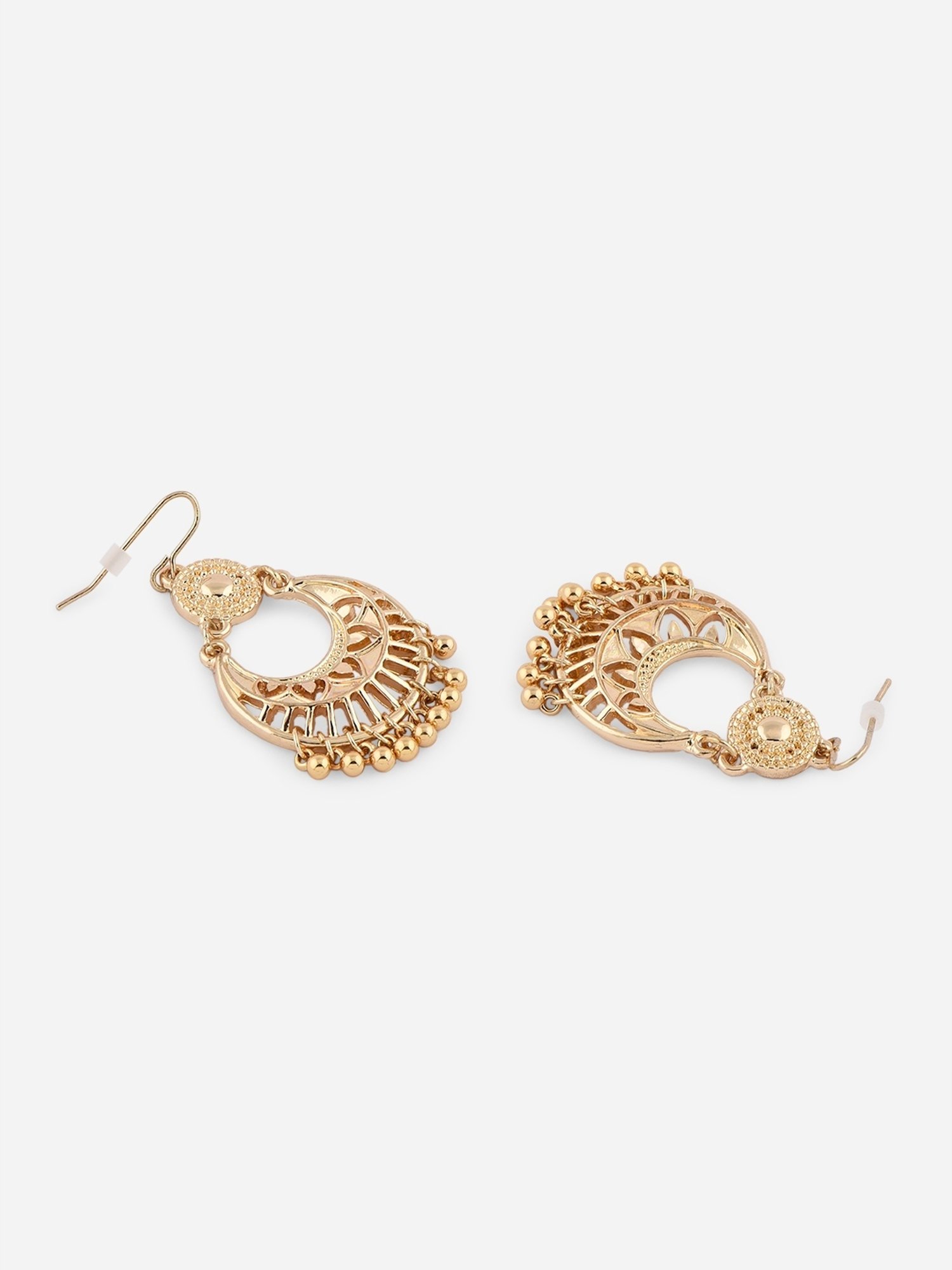 ToniQ Gold-Plated Floral Hook Chand Bali Earrings