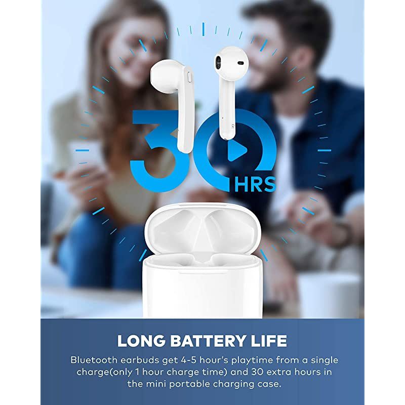 Bluetooth 50 True Wireless Earbuds with Charging Case for iPhone Android 30H Cyclic Playtime Waterproof Stereo Headphones with mic inEar Earphones Headset for Sport