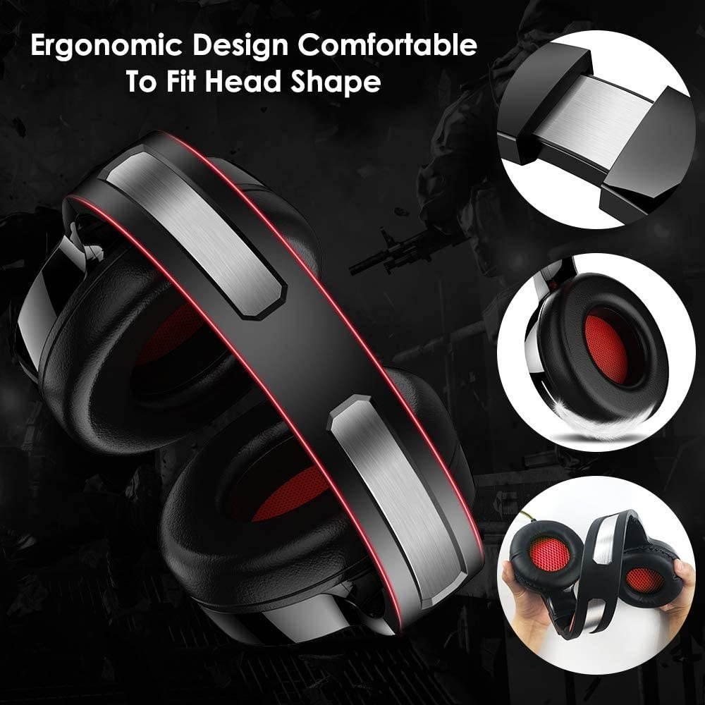 Nivava Gaming Headset for PS4, Xbox One, PC Headphones with Microphone LED Light Mic for Nintendo Switch PS5 Playstation Computer, K6