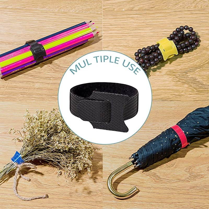 100 PCS Reusable Fastening Cable Ties Microfiber Cloth 6Inch Hook and Loop Cord Ties for Tablet Laptop PC TV Home Office Electronics Wire 5 Colors