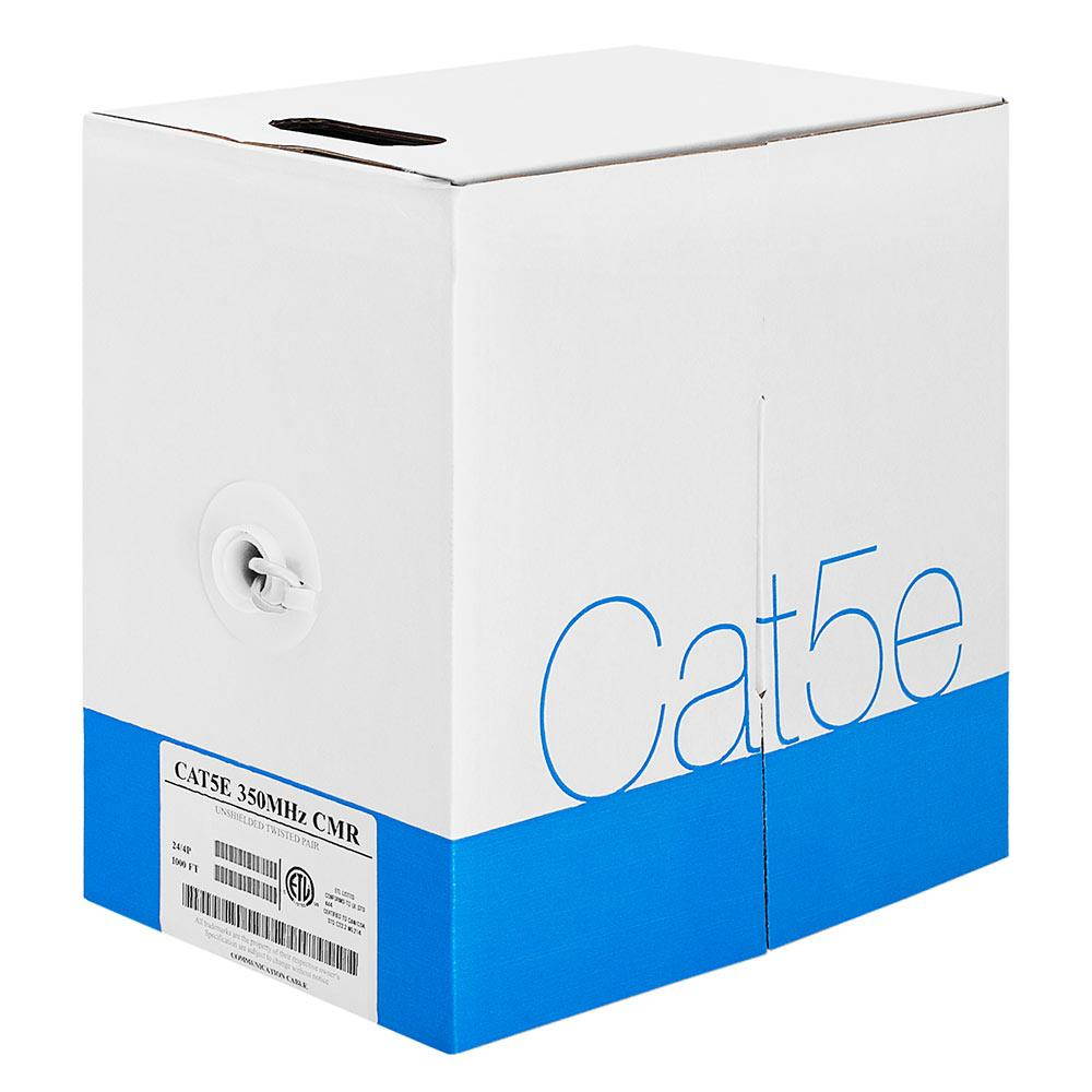 Cmple 1300-N 1000 ft. 350MHz Cat5e Bulk In-Wall Cable 24 AWG Bare Copper - White